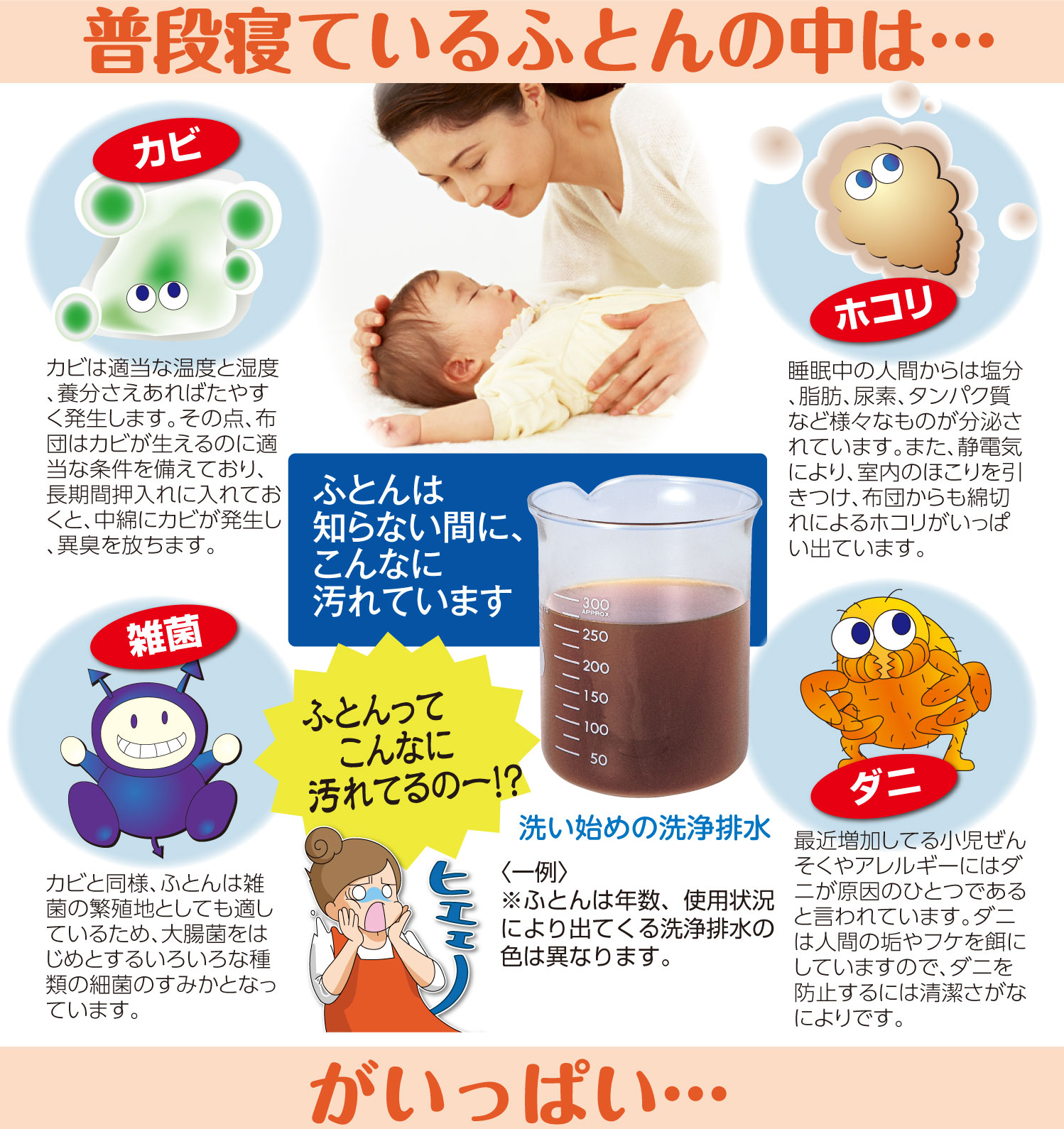 普段寝ている布団の中は